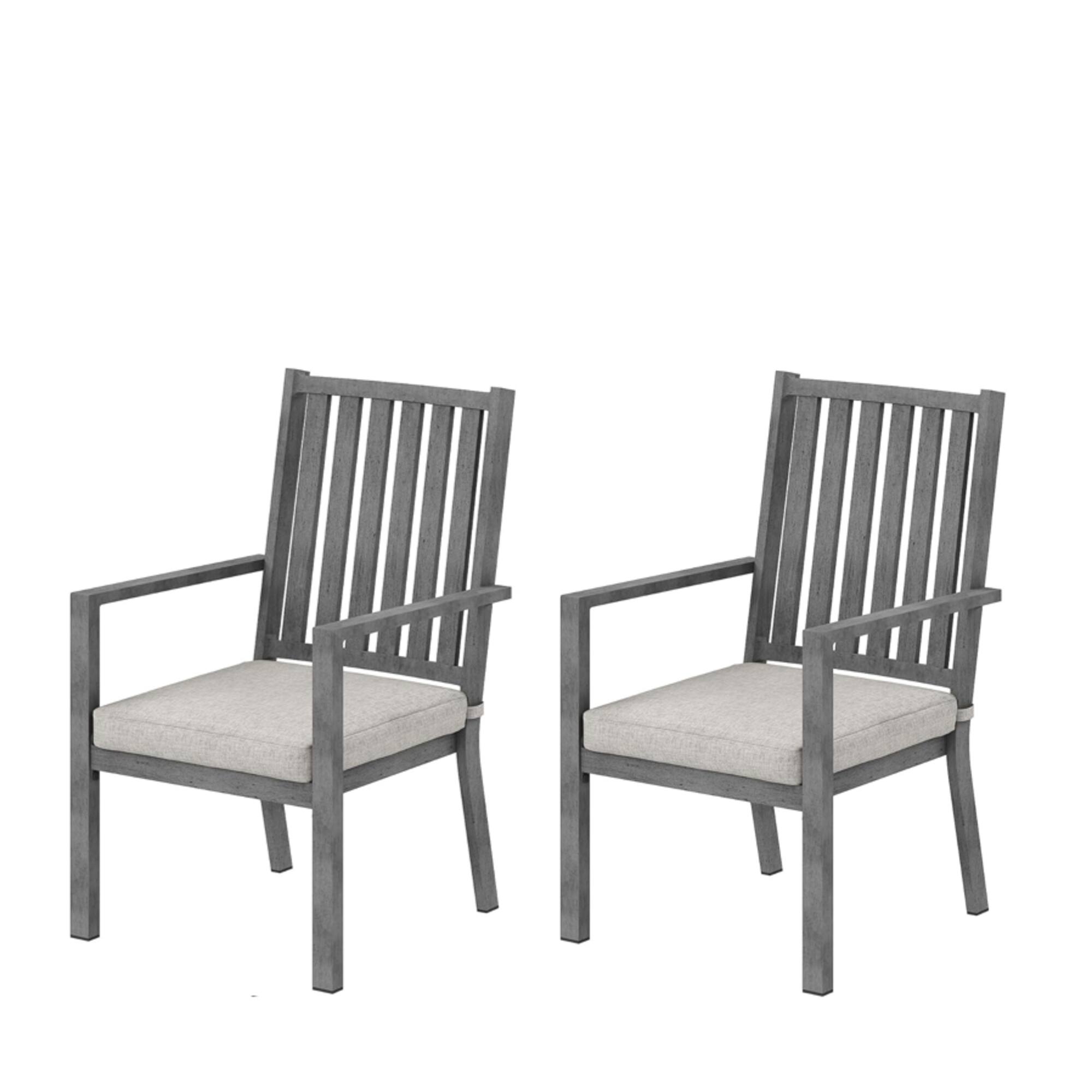 Alt View 5. Mondawe - Set of 2 23" Aluminum Patio Dining Chairs with Cushions - Gray.