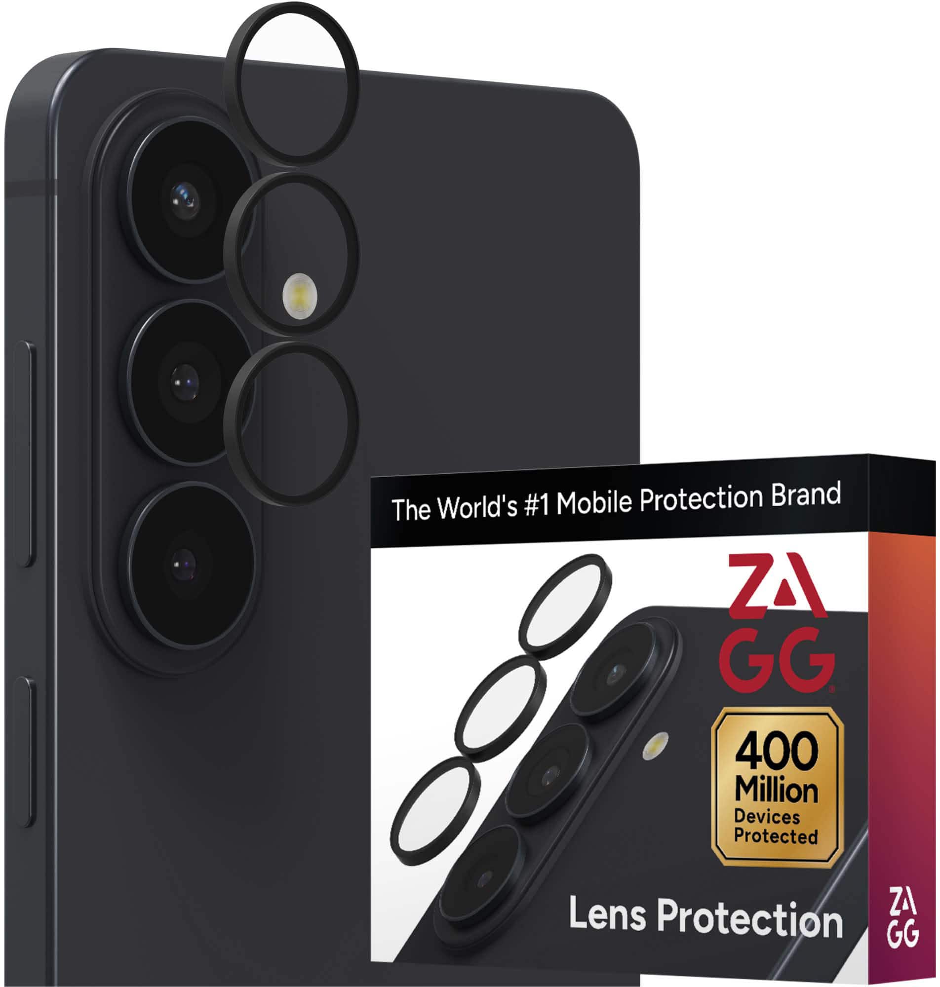 ZAGG - InvisibleShield Glass Elite Anti-Reflective Lens Protector for Samsung Galaxy S26+ - Black