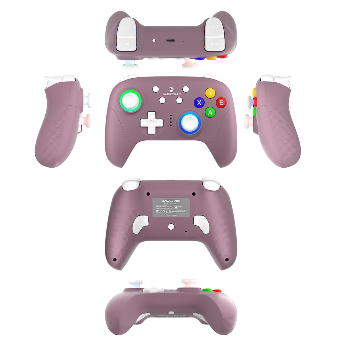 RG P01 Wireless Game Controller with Hall Joysticks RGB Lights and 3-Mode Connection for PC Steam Switch Android iOS