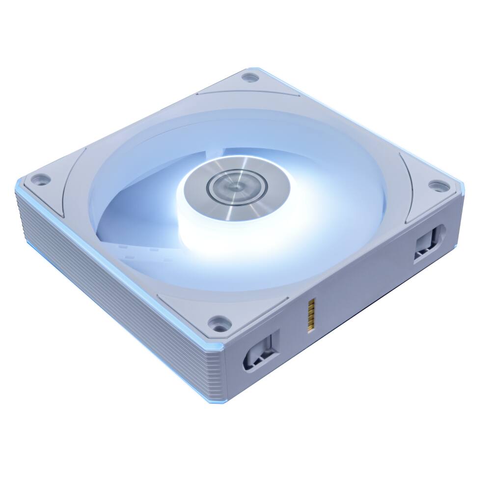 Left. Lian Li - UNI FAN CL Flex 120mm Reverse Blade ARGB Fan, Single Pack, Daisy-Chain Design, Controller Not Included (12RCL1F1W) - White.
