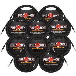 10x Pig Hog 10ft 1/4" TRS - 1/4" TRS Cable - Black
