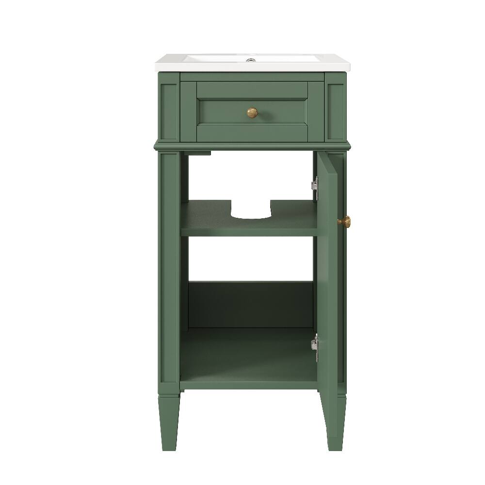 Alt View 9. Loheer - Loheer 16 inch bathroom vanity with sink French style freestanding single vanity set green - Green.