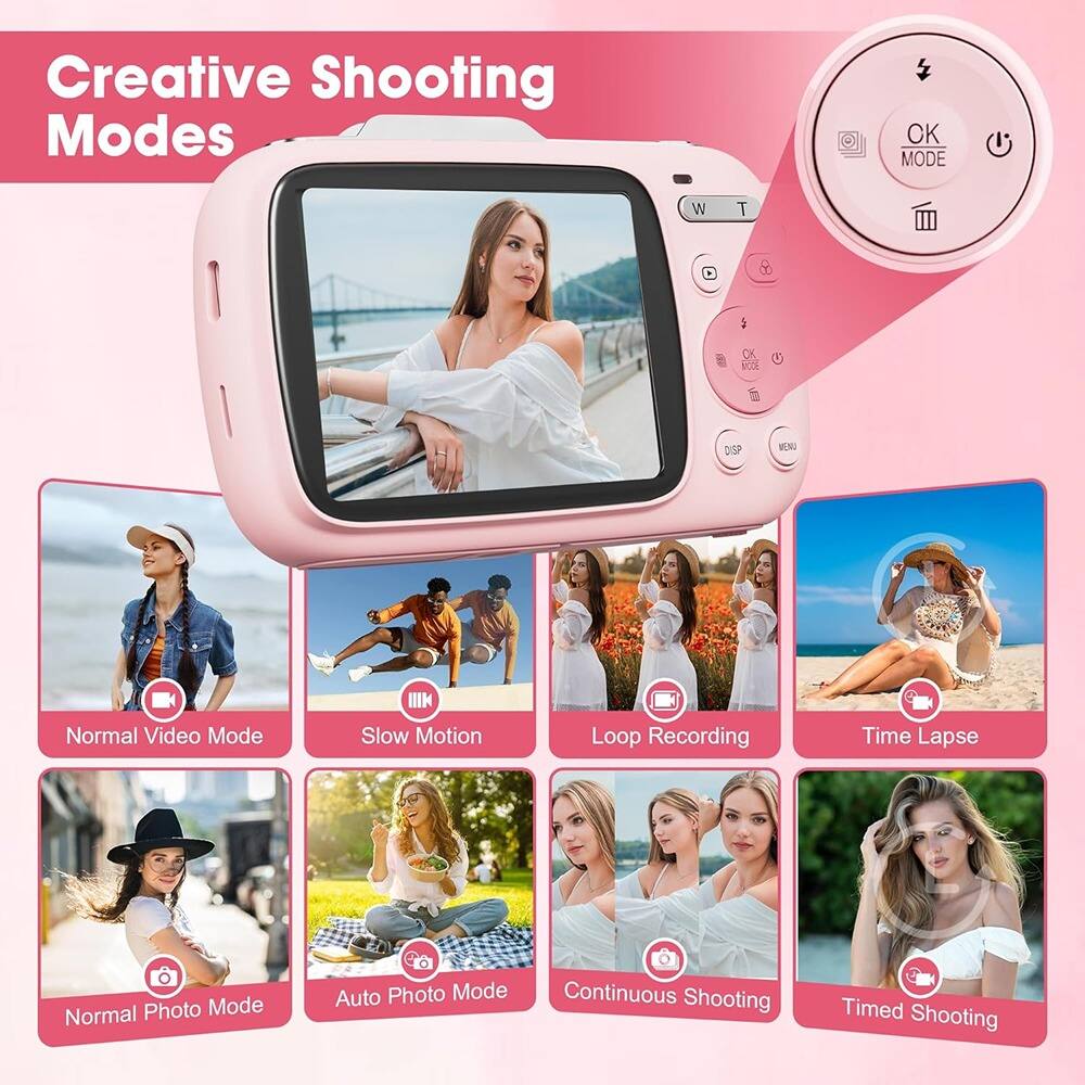 Creative Shooting Modes

- Normal Video Mode
- Slow Motion
- Loop Recording
- Time Lapse
- Normal Photo Mode
- Auto Photo Mode
- Continuous Shooting
- Timed Shooting