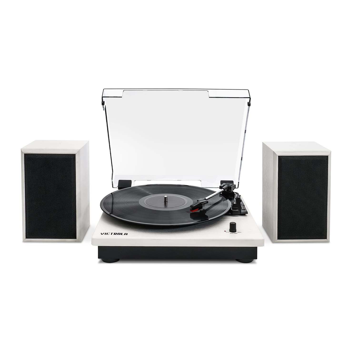 Alt View 1. Victrola - Victrola Montauk Bluetooth Record Player with 3 speed Turntable and Bookshelf Speakers - White.