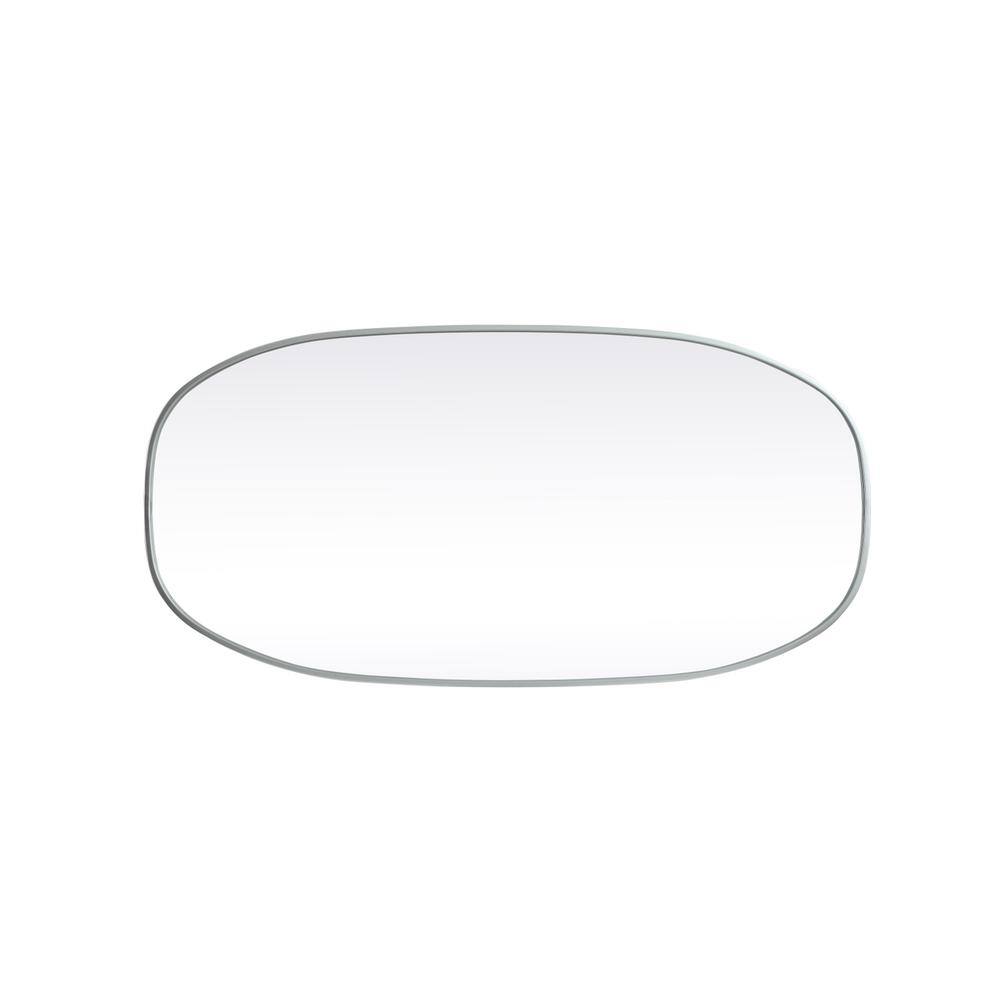 Back. Elegant Decor - Metal Frame Oval Mirror 24x48 Inch in Silver - Silver.