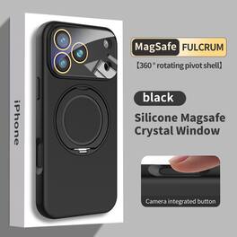 Dteck - Frosted Mag-Safe Case for Apple iPhone 17 Pro with Metal Rotating Kickstand,Slim Shockproof Silicone+Lens Glass Cover - Black