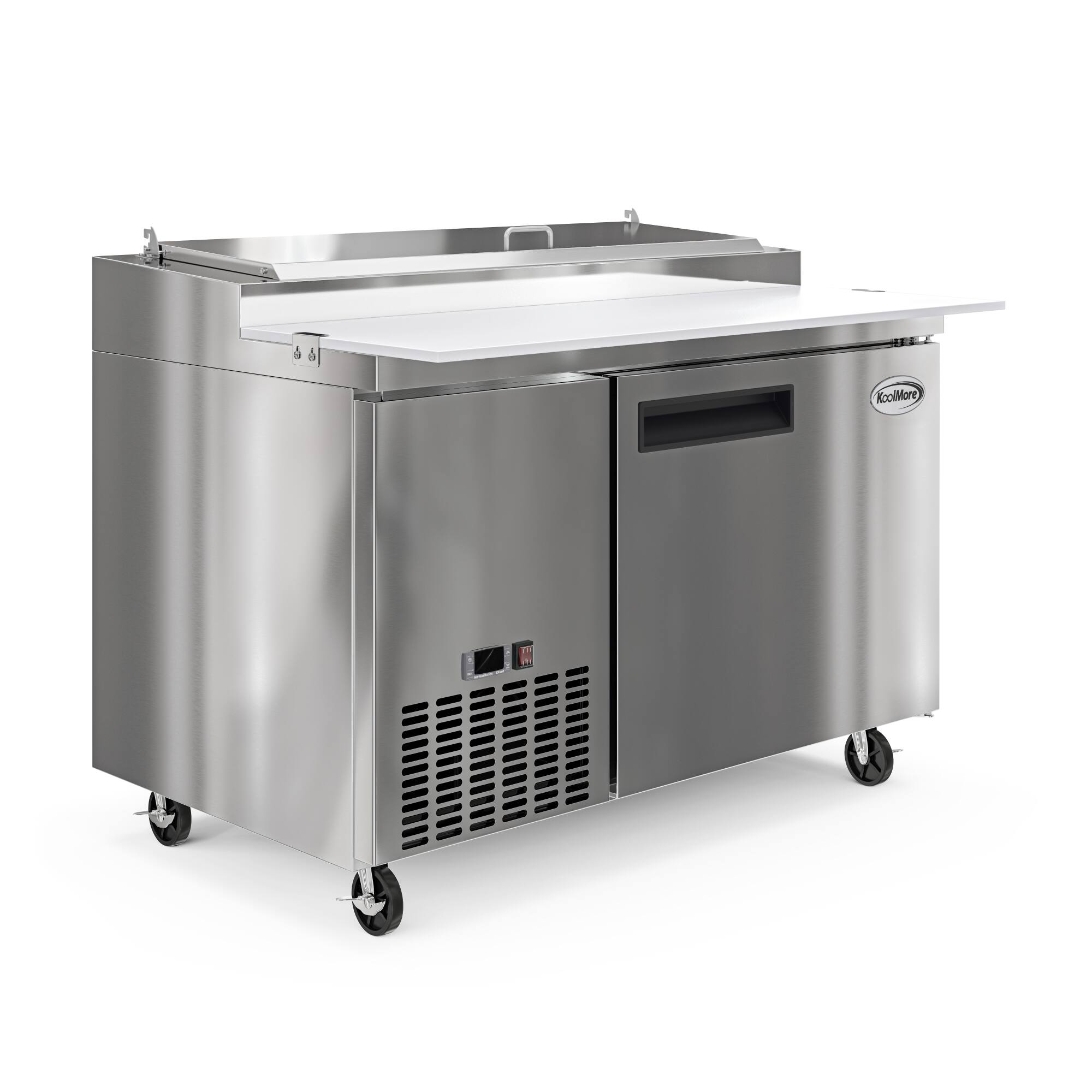 Angle. Koolmore - 50 in. One Door Commercial Pizza Prep Refrigerator in Stainless-Steel (KM-RPPS-1DSS) - Stainless-Steel.