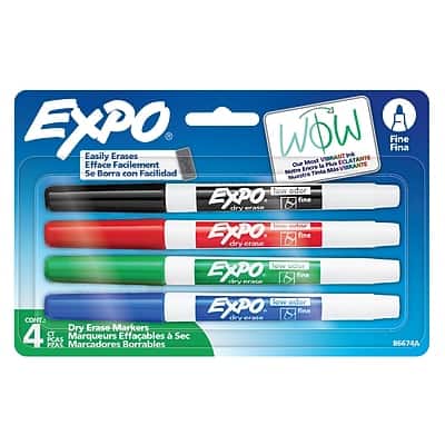 Expo - Low Odor Dry Erase Markers, Fine Tip, 4/Pack (86674) - Assorted Colors price history on PriceWatchPro
