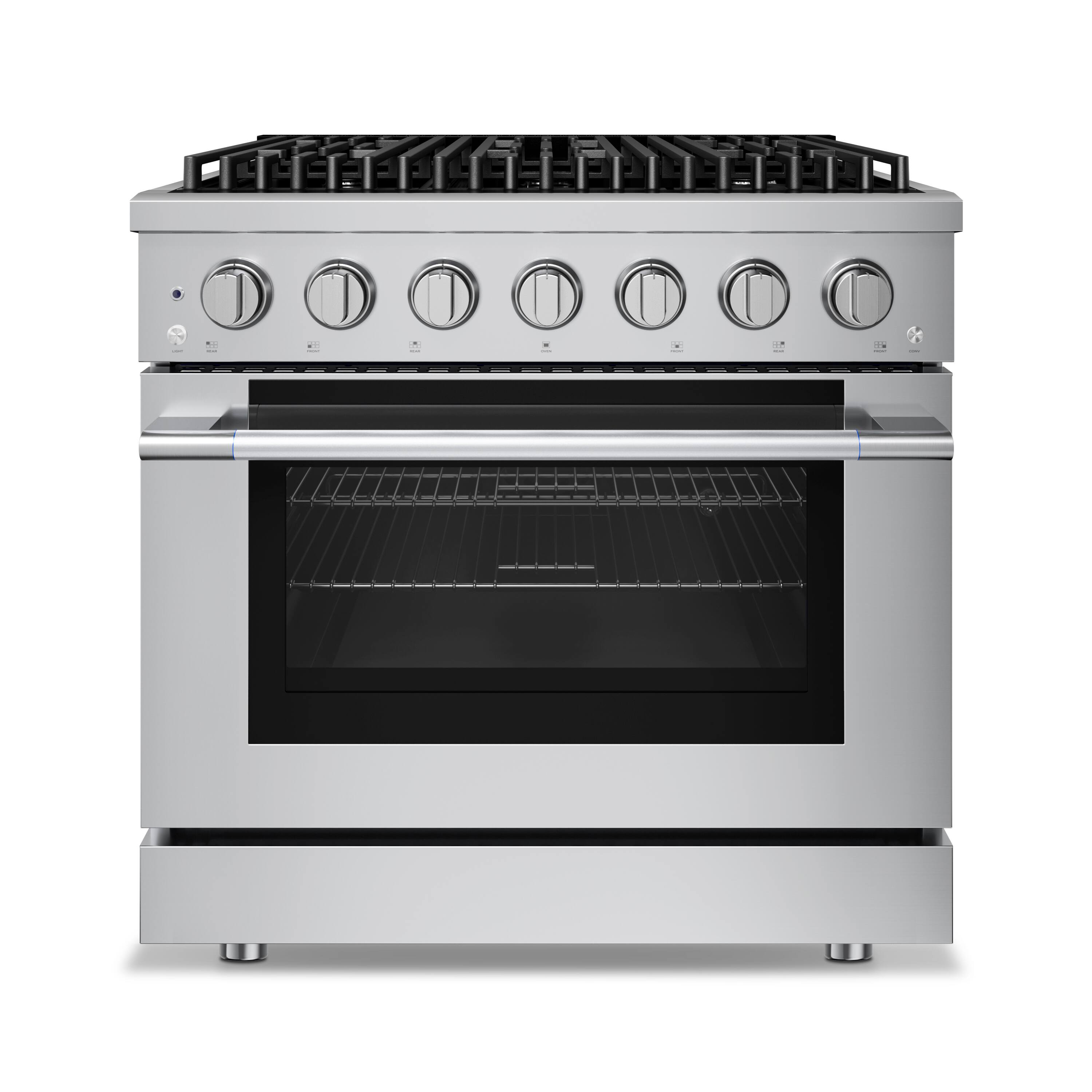Hauslane - HausPro 36 in. 6 Burners (20,000 BTU) Freestanding Dual Fuel Range in Stainless Steel with Convection Oven Silver - Stainless Steel