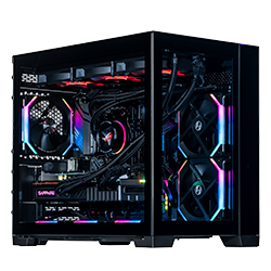 Front. Velztorm - Gemmix Desktop PC (Ryzen 7 5700X, 64GB, 2TB SSD, Radeon RX 6900 XT, WiFi 4, Win 11 Pro) - Black.