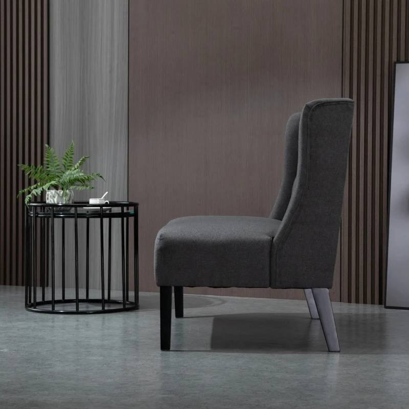 Back. Hivvago - Scandinavian 2 Seater Button Tufted Loveseat Wooden Legs Gray Linen - Gray.