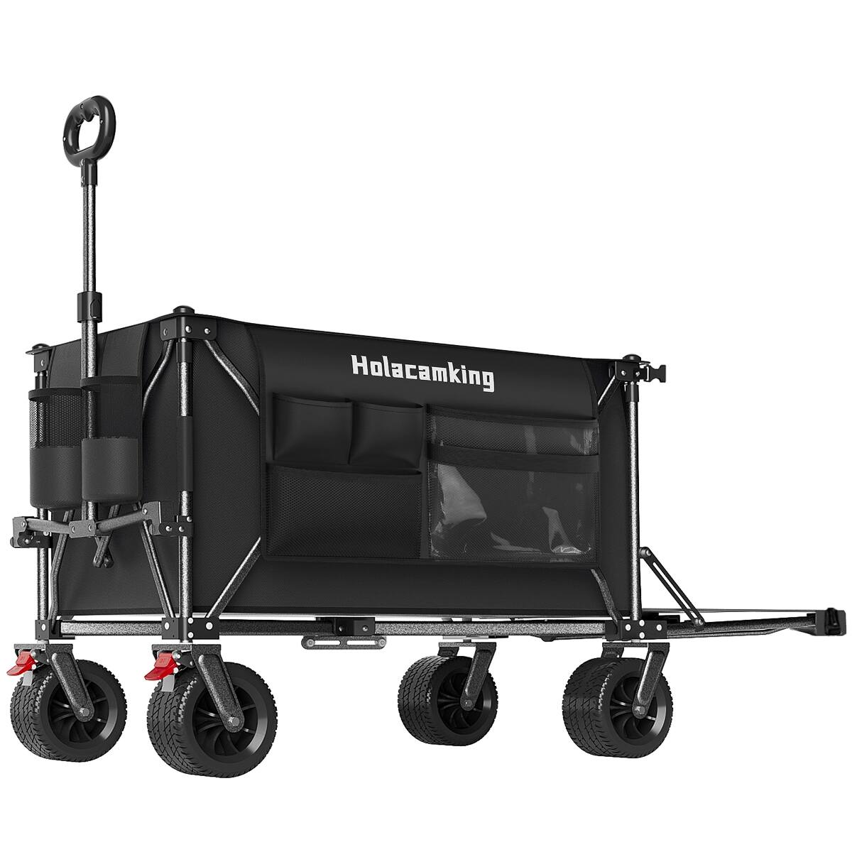 Left. Loheer - Loheer 58 Inch Foldable Wagon with Extended Tailgate, 500 lb Capacity, All-Terrain Wheels, Black.