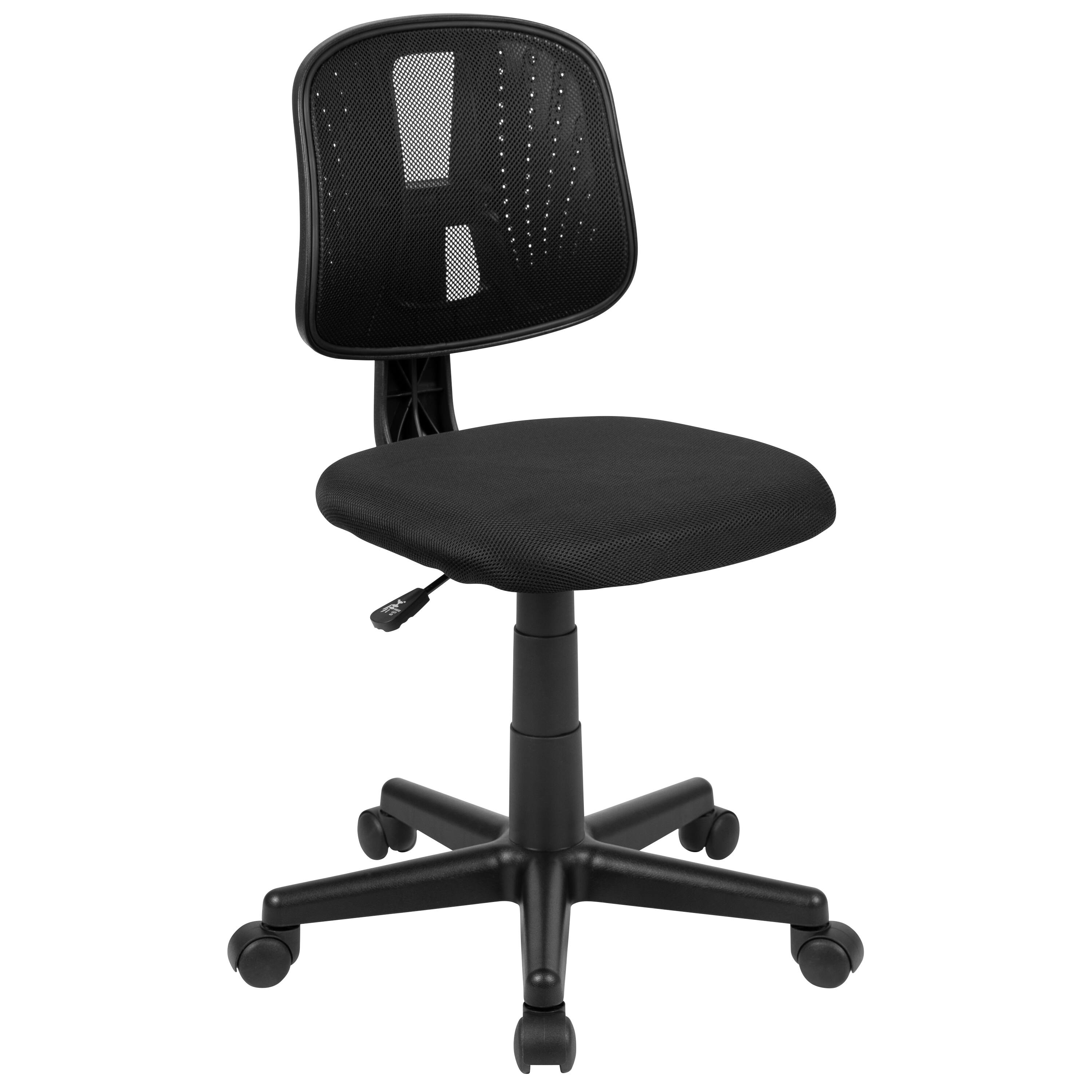 Front. Emma + Oliver - Mid-Back Mesh Swivel Task Office Chair with Pivot Back - Black.