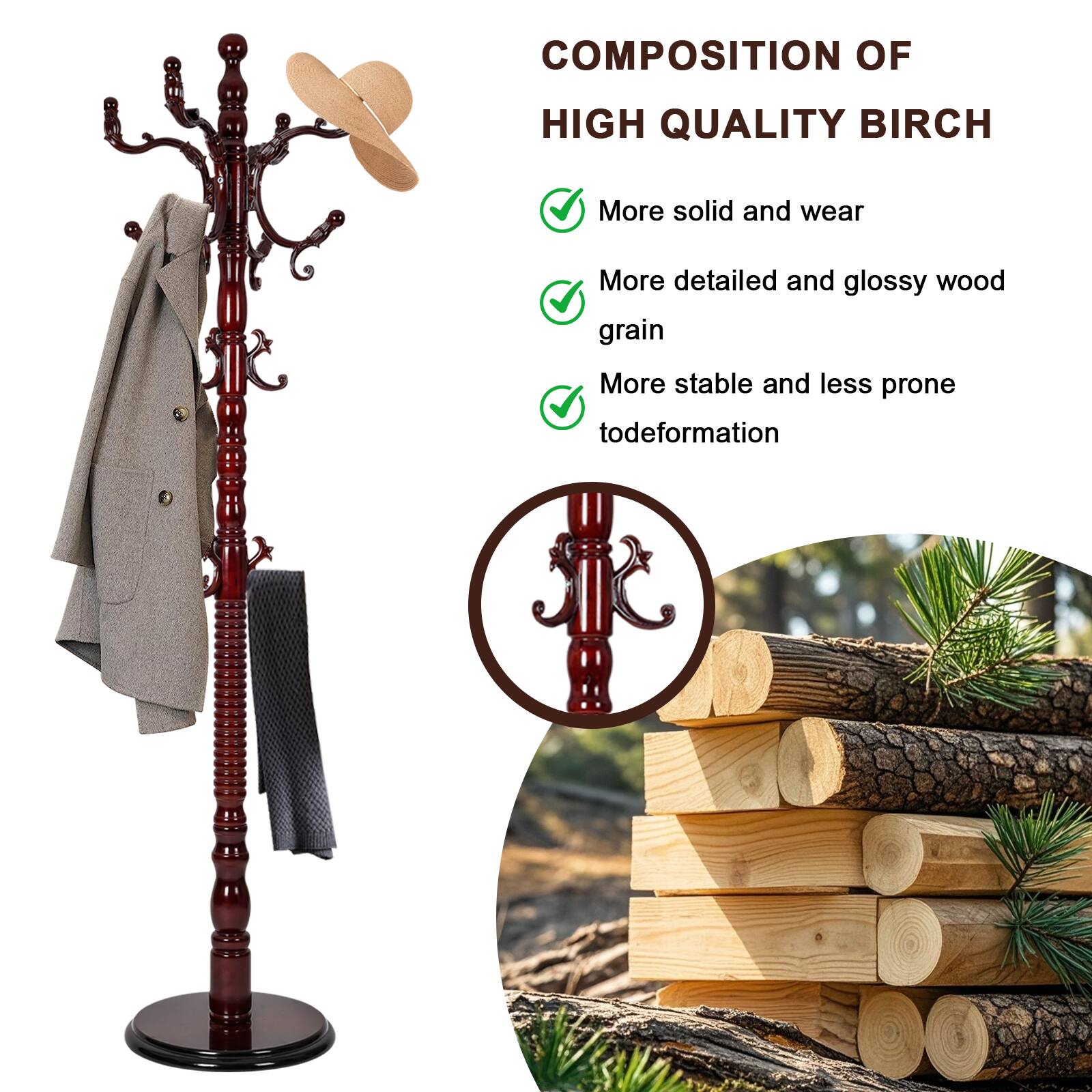COMPOSITION OF HIGH QUALITY BIRCH

- More solid and wear
- More detailed and glossy wood grain
- More stable and less prone to deformation