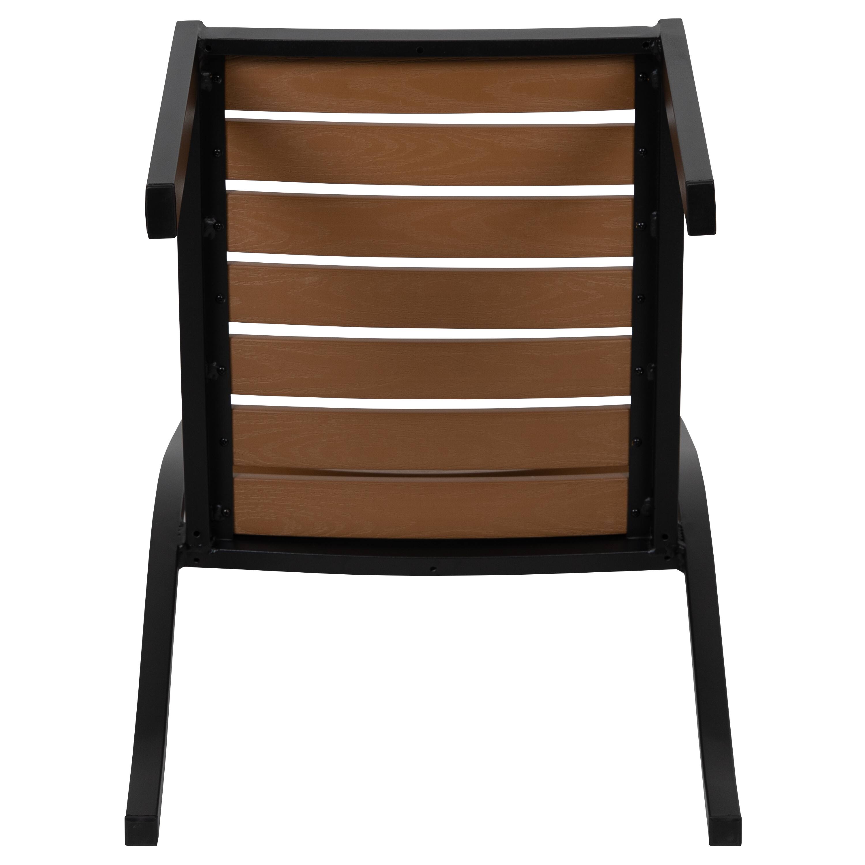 Alt View 10. Emma + Oliver - 2 Pack Outdoor Faux Teak Side Chair with Poly Slats - Teak Patio Chair - Teak.