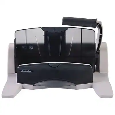 Front. Swingline - LightTouch Desktop Adjustable Hole Punch, 40 Sheet Capacity, Gray (74357) - Gray.