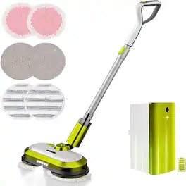 Schertz - Cordless Electric Spin Mop – LED, 300mL Spray, for Hardwood & Tile Floors