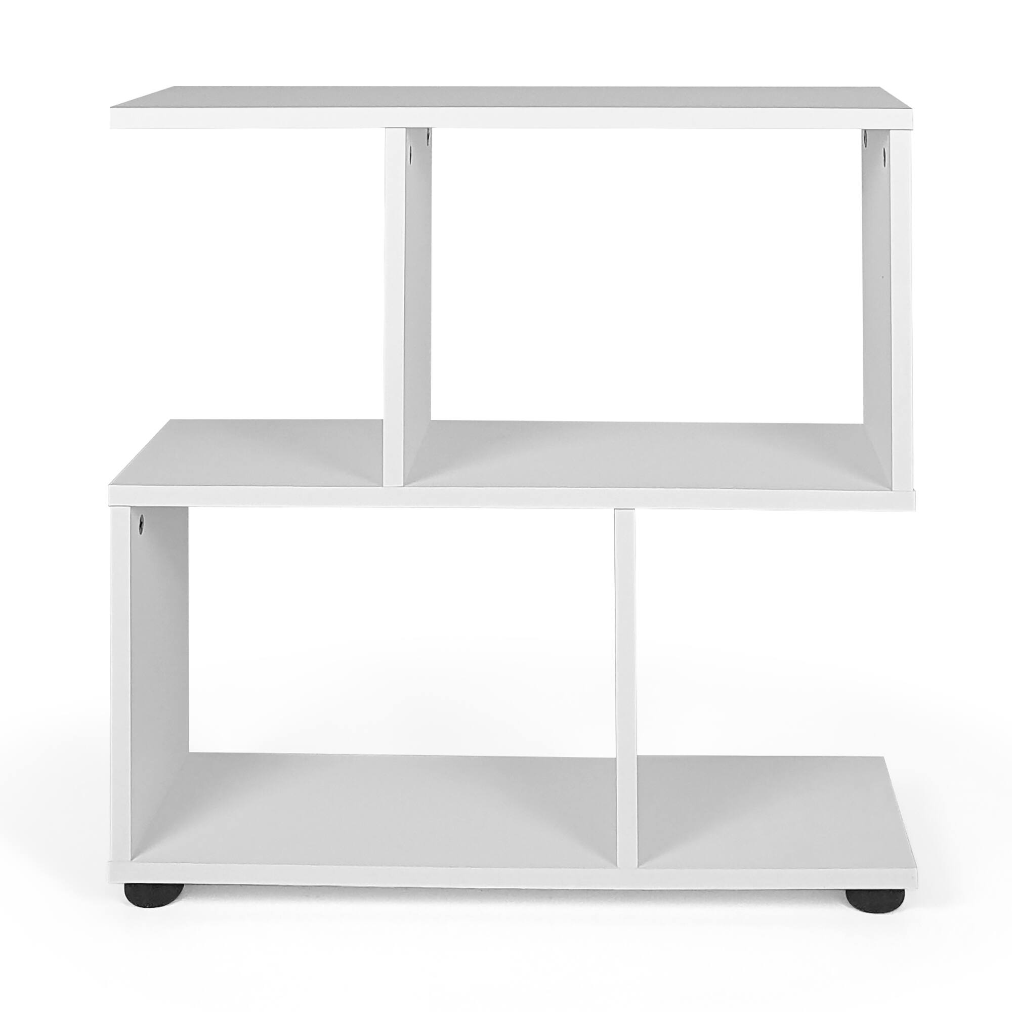 Alt View 18. Costway - 2-Tier Bookshelf S Shaped Bookcase Storage Rack Display Shelf w/Thick Foot Mats - White.