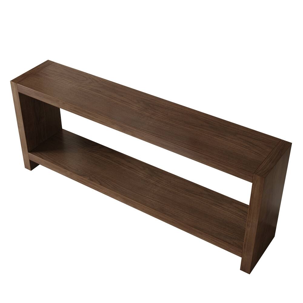 Alt View 8. Loheer - Loheer 63 inch farmhouse console table, 2 tier rustic entryway table, vintage sofa table for behind couch - Rustic Brown.
