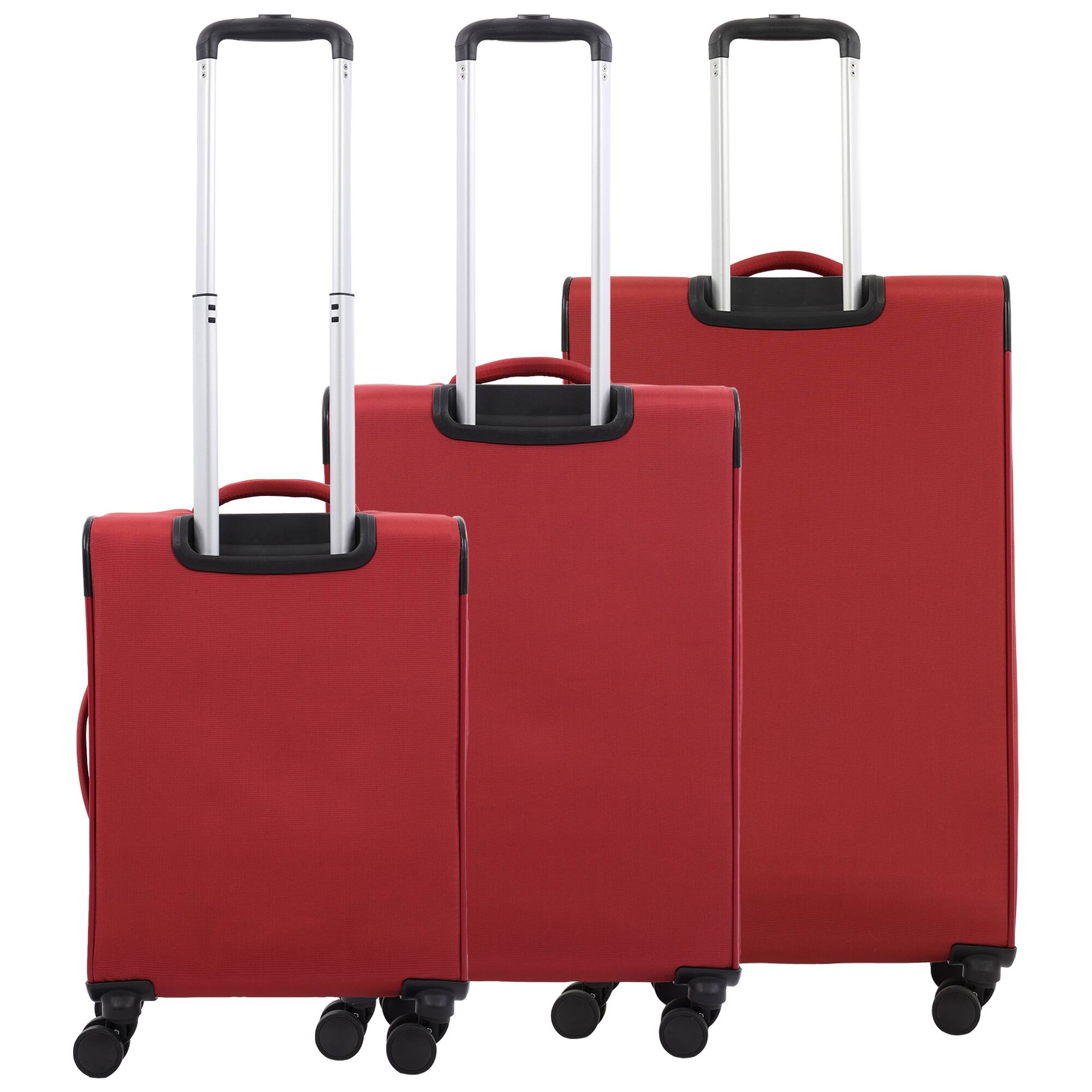 Back. Martha Stewart - 3-Piece Softside Luggage Set – 22" Carry-On, 27" Medium, 31" Large – 8 Spinner Wheels, Expandable Softshell - TERRA COTTA.