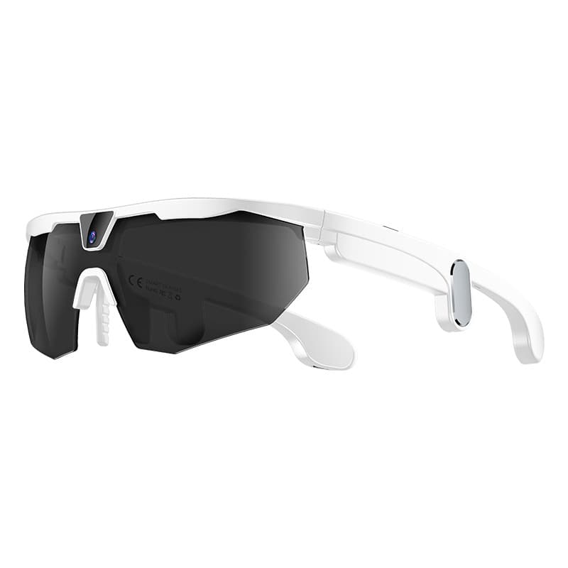 Cluzine - AI Smart Sports Glasses 3200W Pixel HD Camera Photo Video Call AI Translation Anti-Shake IP66 Waterproof AI Chat - White