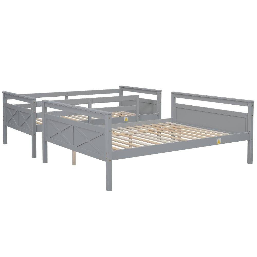 Alt View 7. Loheer - Loheer Twin Over Full Bunk Bed with Ladder and Guardrail Gray - Gray.