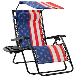 Hivvago - USA American Flag Zero Gravity Reclining Patio Lounge Chair with Canopy - Multicolor