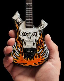 Axe Heaven - George Lynch - George Lynch Dokken Signature ESP Flaming Skull Mini Guitar Replica - Collectibles - Multicolor