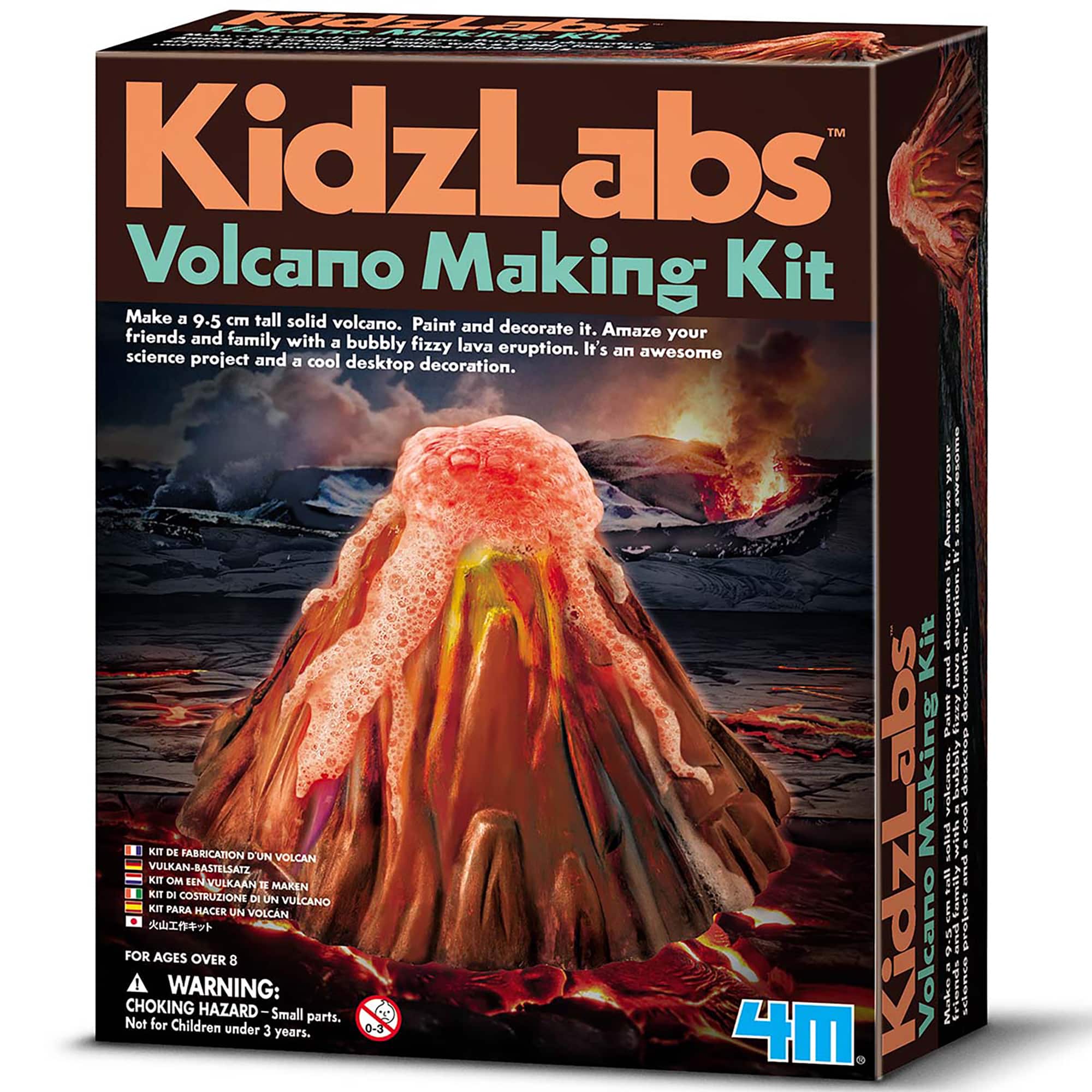 4M - Volcano Making Kit - DIY Science Simulated Eruption Kit, Construct-Paint-Erupt - Multicolor
