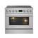 Front. Forno Appliances - 36 in. Wide 0 Elements Torino 5.36 Cu. Ft. Freestanding Induction True Convection Range - Silver.