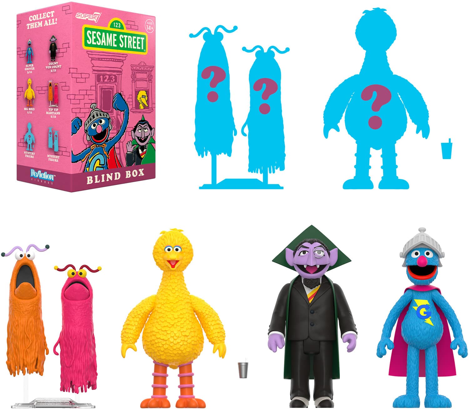 Super7 - Sesame Street - Reaction Blind Box Wv2 - 12pc Flat - Collectibles - Multicolor