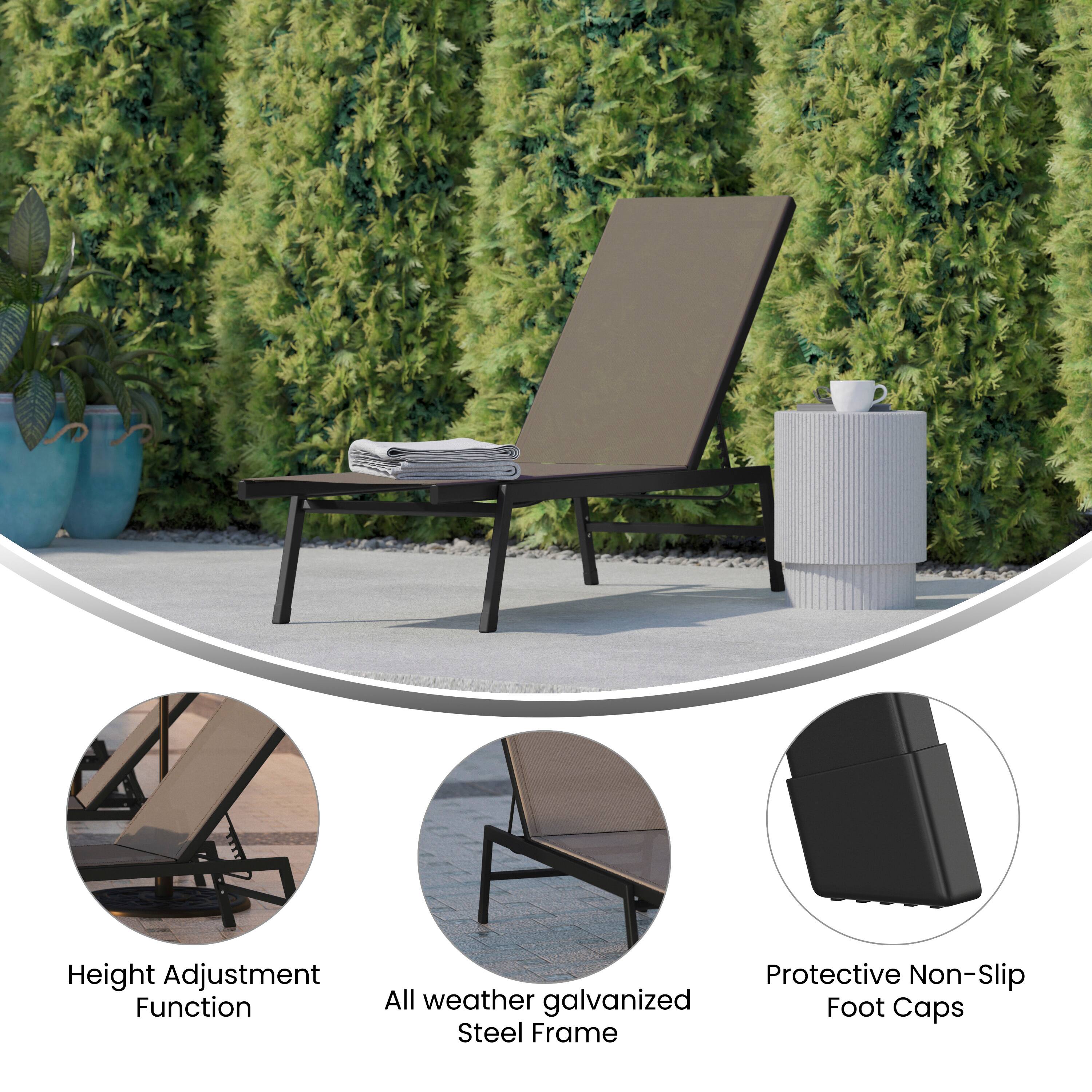 Height Adjustment Function  
Protective Non-Slip All Weather Galvanized Foot Caps  
Steel Frame