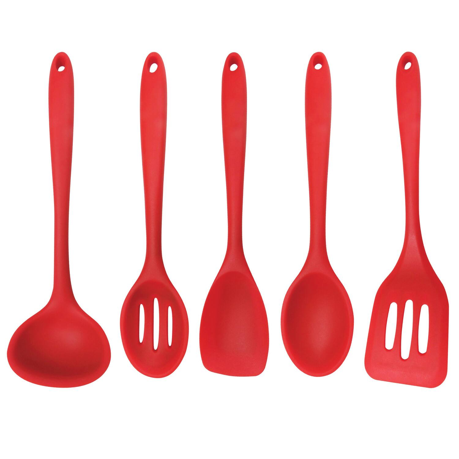 Left. Better Houseware - 5-Piece Silicone Cooking Utensils Set - Red.
