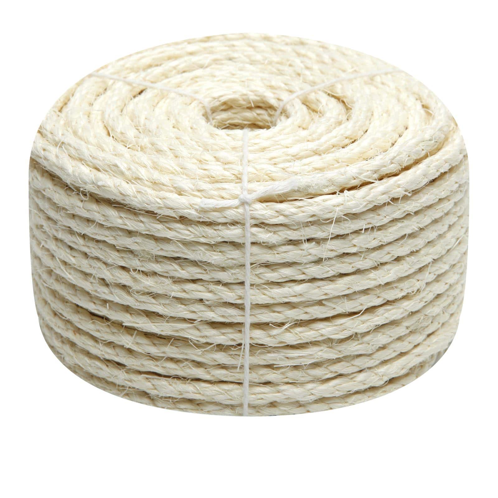 Hirose Alice - Cat Sisal Rope 164-feet For Scratcher Repair And Replace Diy Twine Tree Tower Carpet Mat Kicker House Pet C - White Color 6mm by 32ft