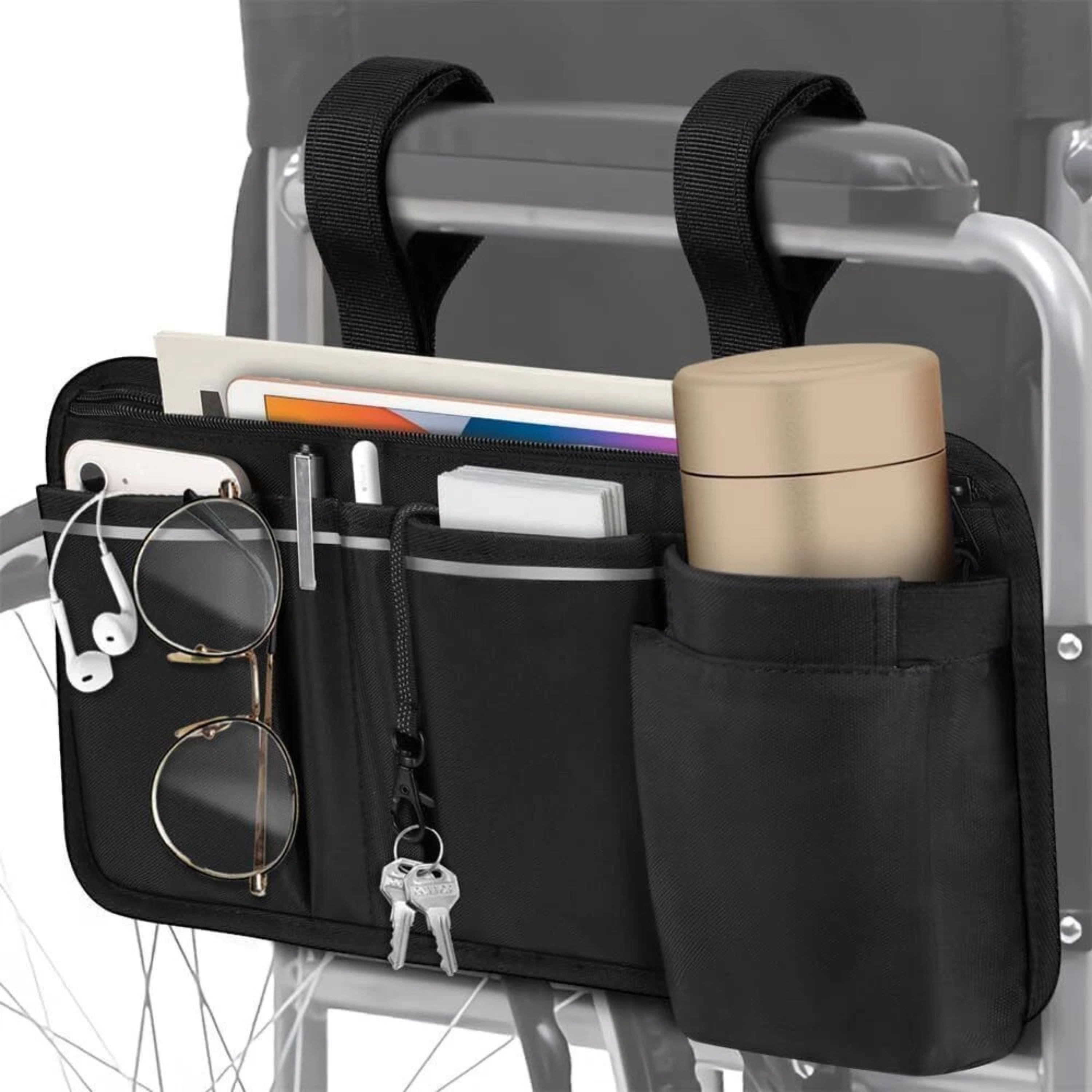 Kitcheniva - Wheelchair Armrest Accessories Pouch Side Storage Bag With Cup Holder - Black price history on PriceWatchPro