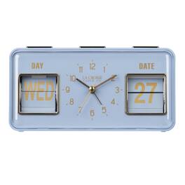 La Crosse Clock Co. - Daily Flip Tabletop Alarm Clock with Calendar - Blue Periwinkle