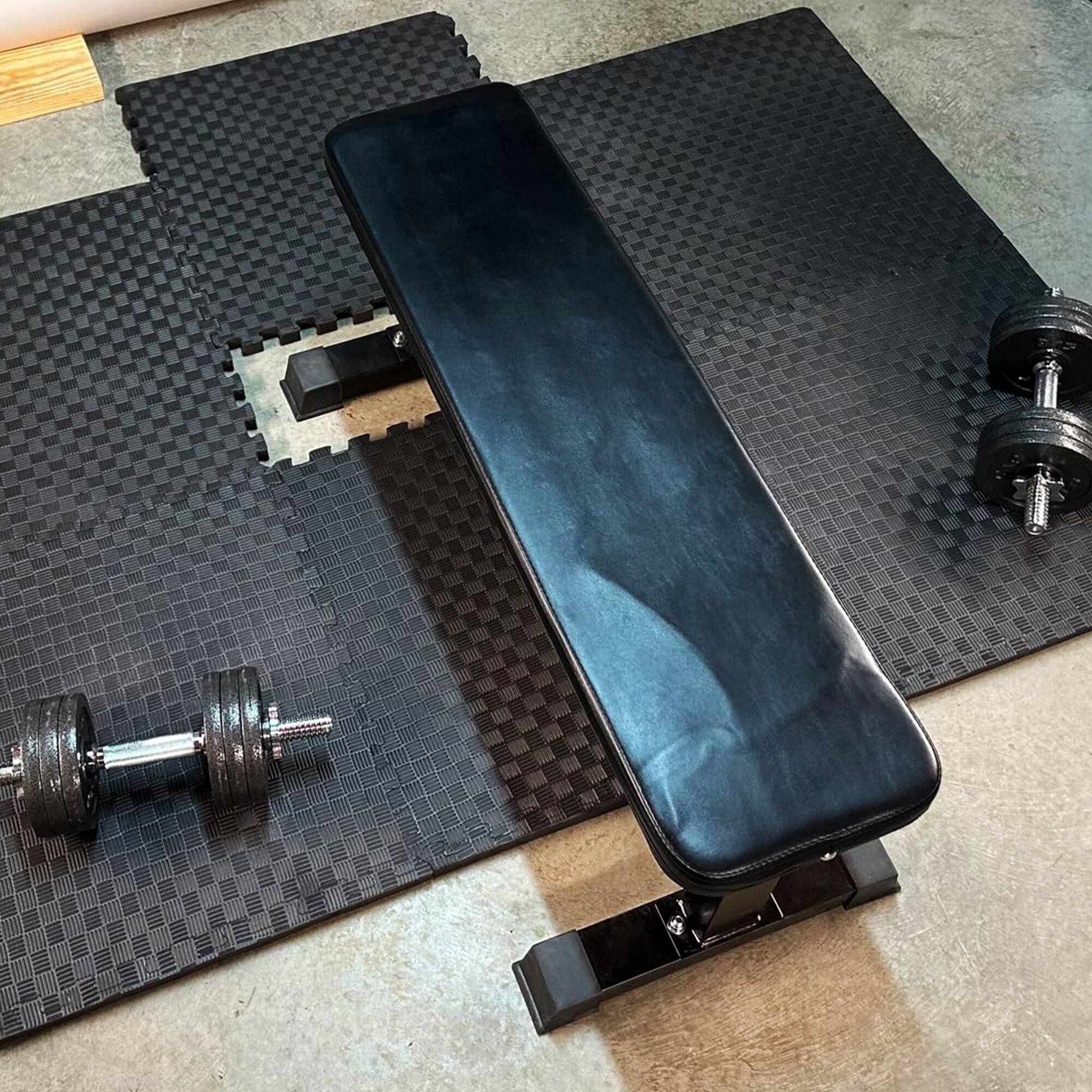 Alt View 2. BalanceFrom Fitness - BalanceFrom Fitness 144 Sq Ft Interlocking EVA Foam Exercise Mat Tiles, Black - Black.