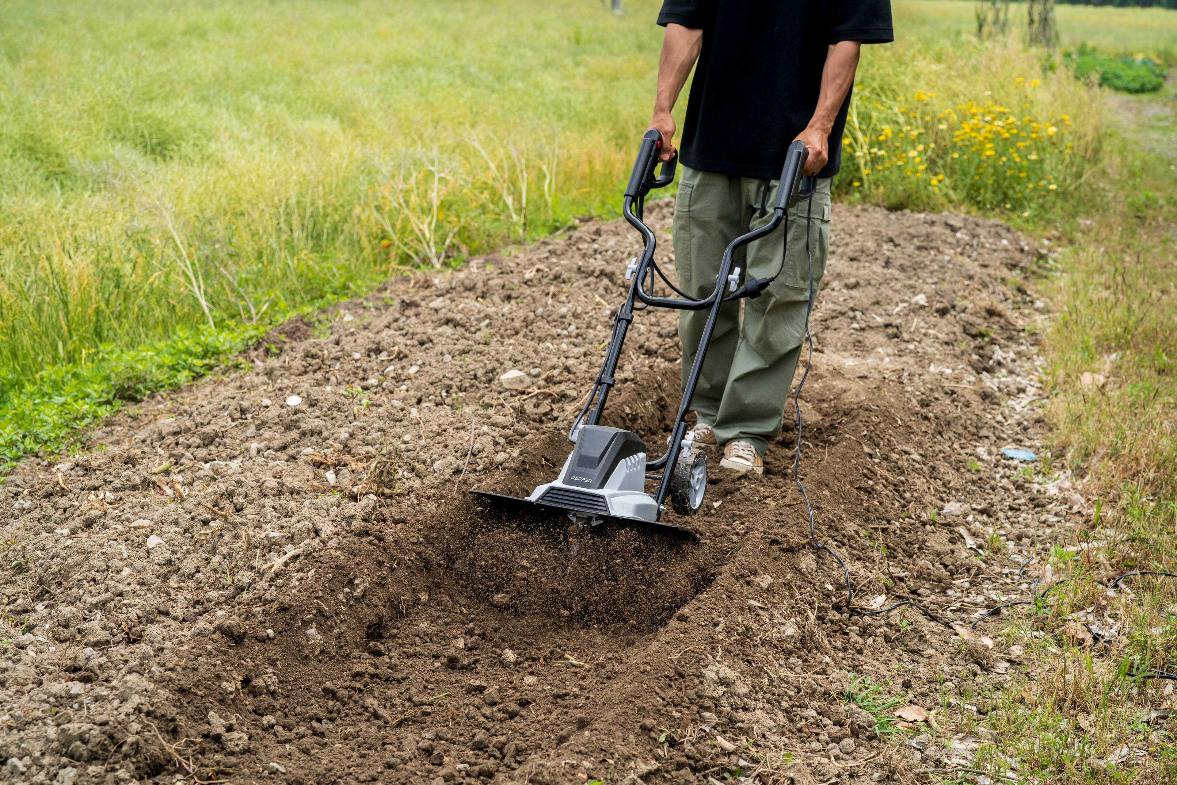 Alt View 10. Dapper Supply - Dapper Supply 18 Inch Electric Tiller Cultivator 15 Amp Corded Rototiller with 6 Steel Tines - Black.