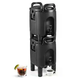 Costway - 2.6 Gal Insulated Beverage Dispensers Set of 2 with Handles & Two-Stage Faucet - Black