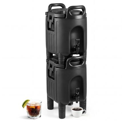 Front. Costway - Costway 2.6 Gal Insulated Beverage Dispensers Set of 2 with Handles & Two-Stage Faucet - Black.