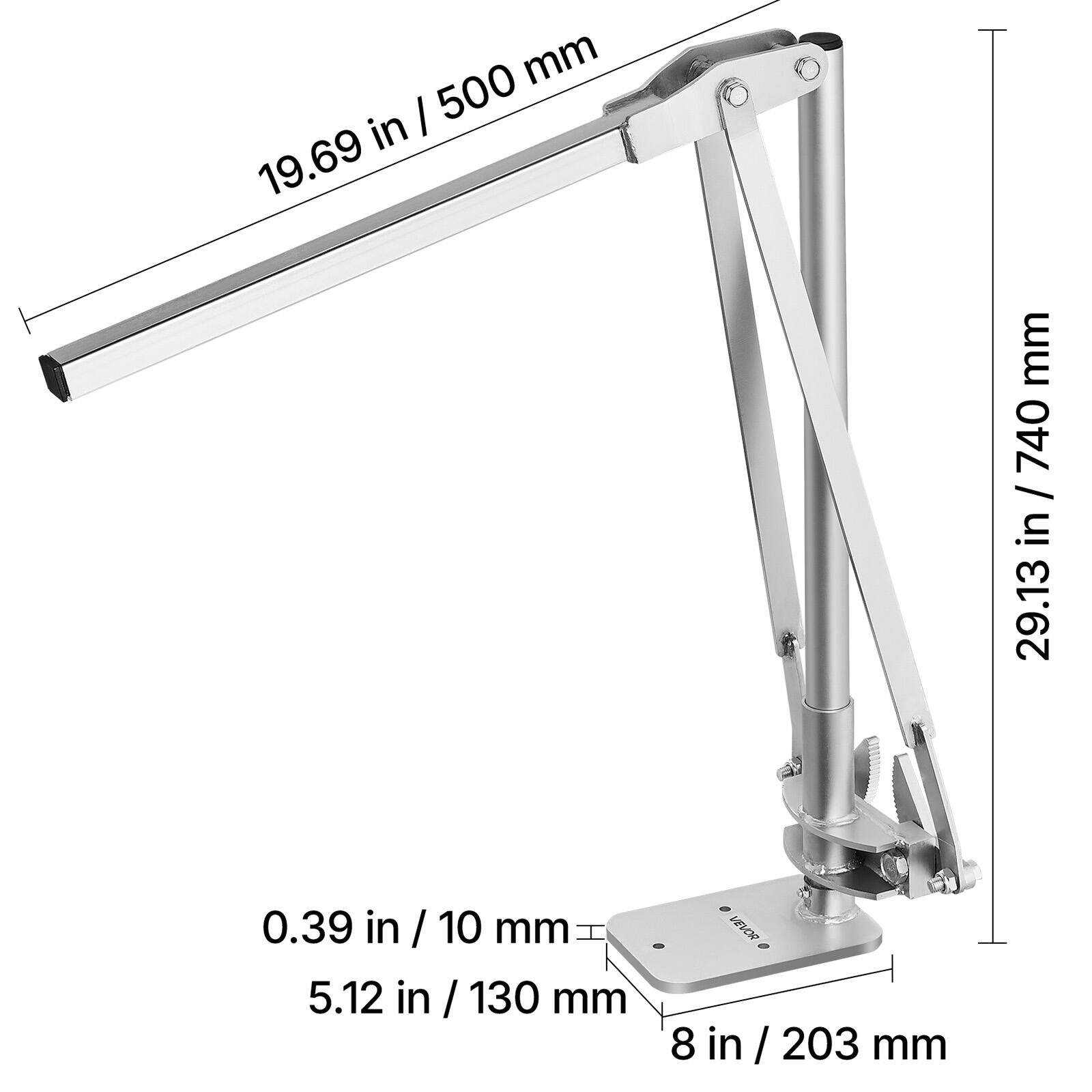 - Length: 19.69 in / 500 mm
- Height: 29.13 in / 740 mm
- Thickness: 0.39 in / 10 mm
- Width: 5.12 in / 130 mm
- Base: 8 in / 203 mm