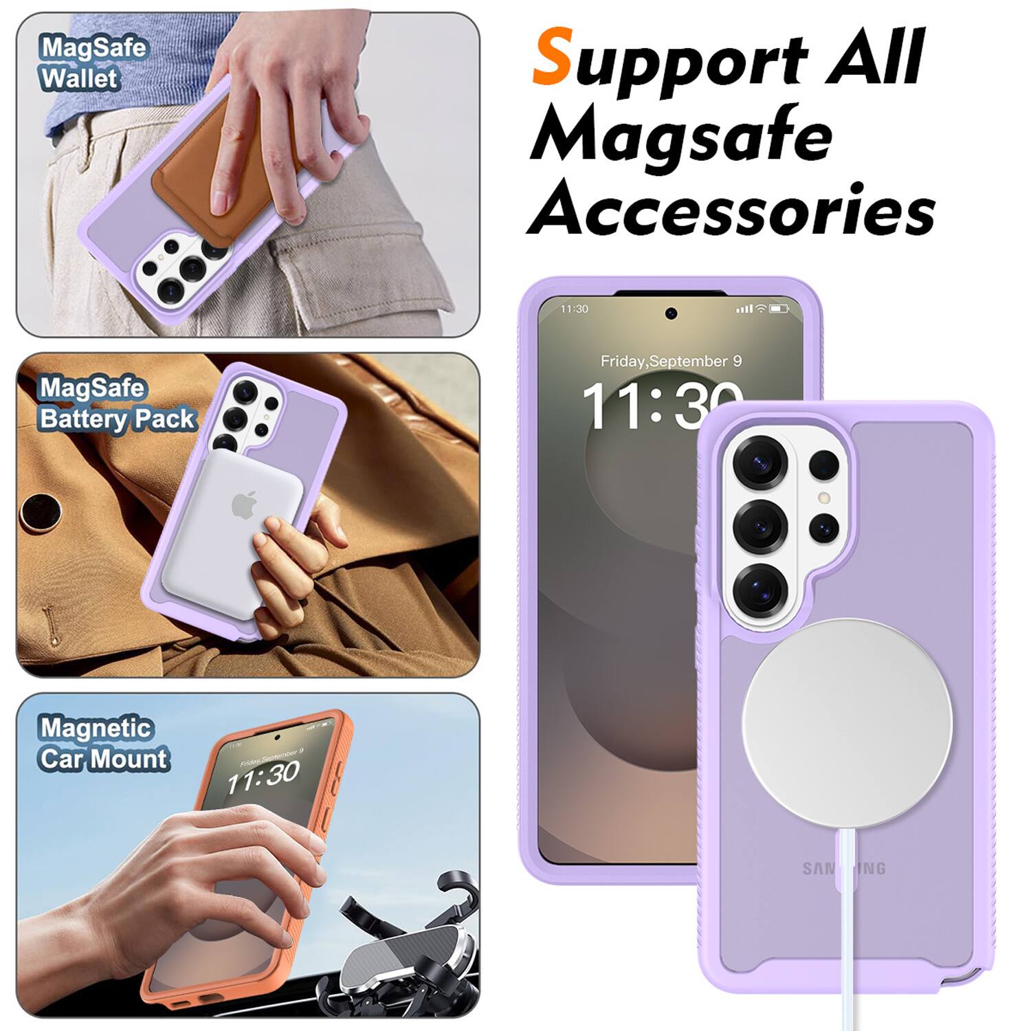 Support All MagSafe Accessories

- MagSafe Wallet
- MagSafe Battery Pack
- Magnetic Car Mount

Friday, September 9
11:30