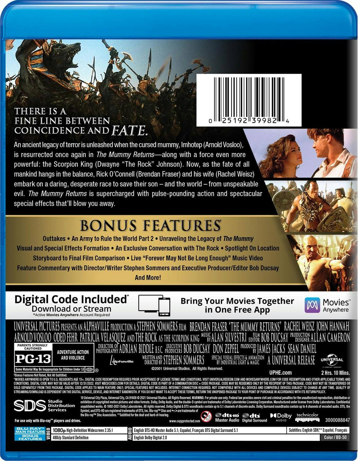 Back. The Mummy Returns (Blu-ray + Digital HD) [Blu-ray].