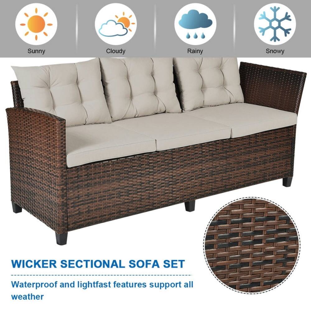 Sunny Cloudy Rainy Snowy

WICKER SECTIONAL SOFA SET

Waterproof and lightfast features support all weather