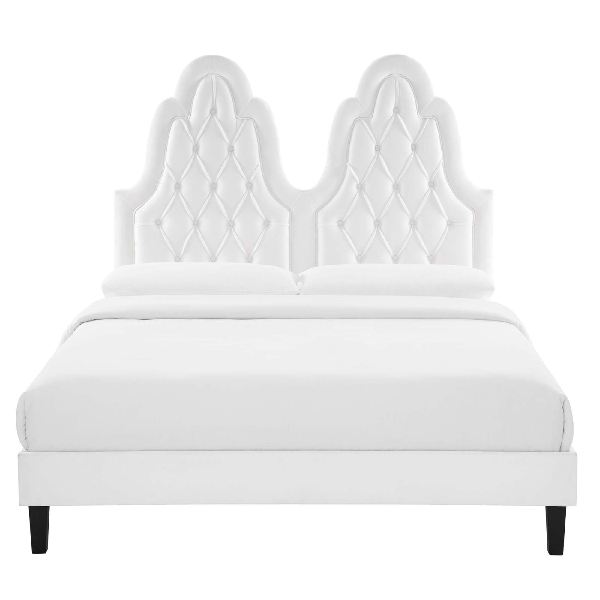 Alt View 2. Modway - Sienna Performance Velvet Queen Platform Bed - Red.