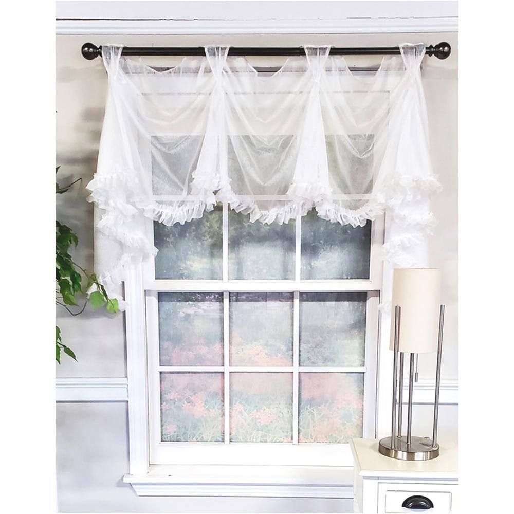 Angle. RLF Home - RLF Home Luxurious Modern Design Classic Sheers Victory Swag 3-Scoop Window Valance 50" x 25" White - White.