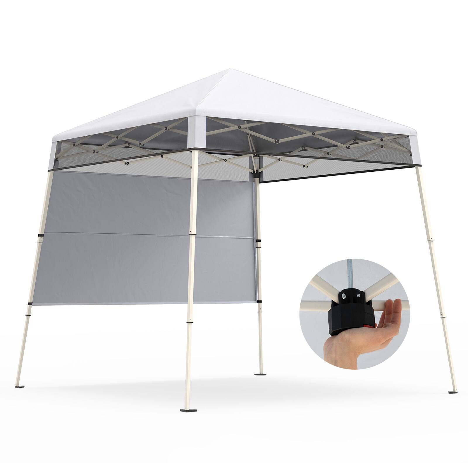 Alt View 9. Gymax - Gymax 7 x 7 FT Pop-Up Canopy TentOutdoor Sun Shelter w/ 1 Push Center Lock  Picnic White - White.