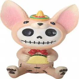 Pacific Trading - Furrybones Taco Skeleton Dressed in Chihuahua Dog Costume Halloween Figurine - Tan