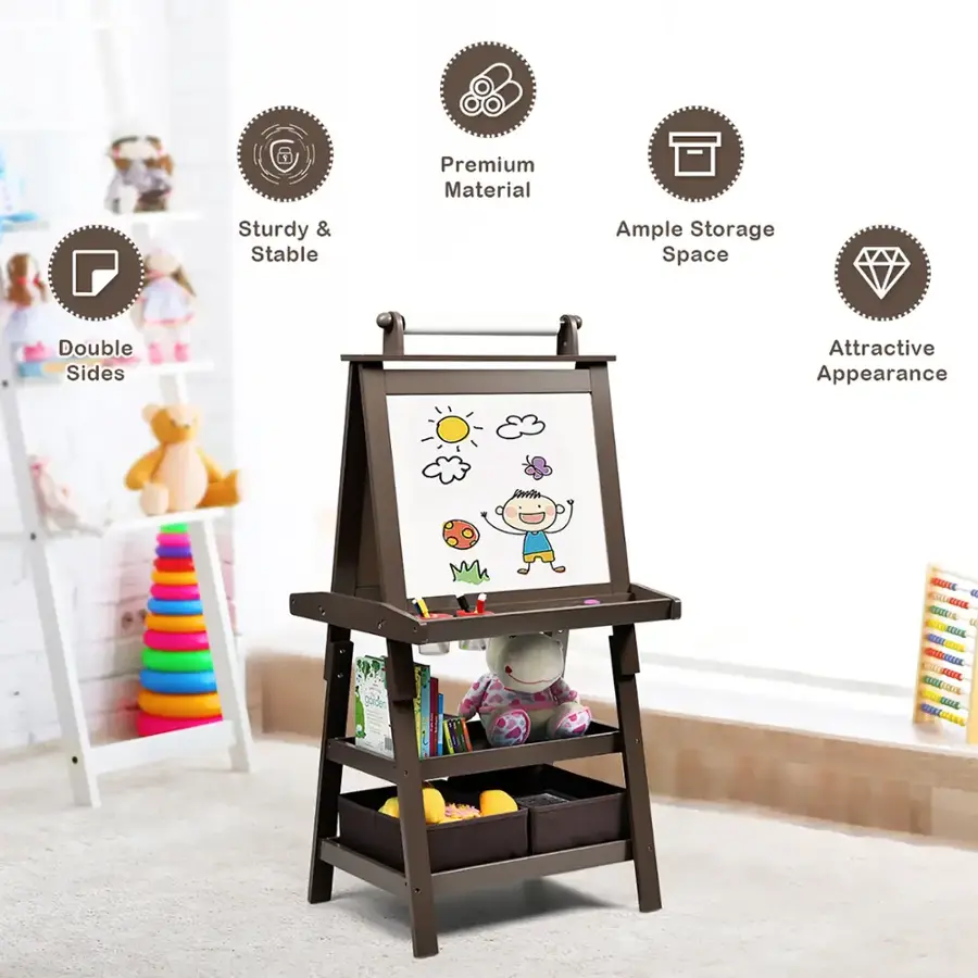 The text on the image is grouped and corrected as follows:

1. Premium Material: High-quality materials used in the construction of the product.
2. Sturdy & Stable: The product is built to be sturdy and stable, ensuring it can withstand regular use.
3. Ample Storage Space: The product offers plenty of storage space for various items.
4. Double Sides: The product features two sides, providing versatility and convenience.
5. Attractive Appearance: The product has an appealing design that adds to its overall aesthetic.
6. VLDFCE 4 ESECAREEAL CERDIA  CCIL CUEL CLUNE - LEL ATN CELUREL CIGELLILIA SIEEL HL SLCLL: This text is not relevant to the product and can be removed.