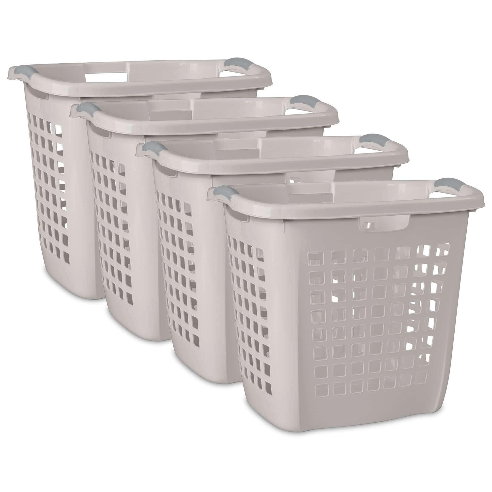 Sterilite - Ultra Easy Carry Plastic Laundry Basket, 2.1 Bushel, Grey, 4 Pack - Gray